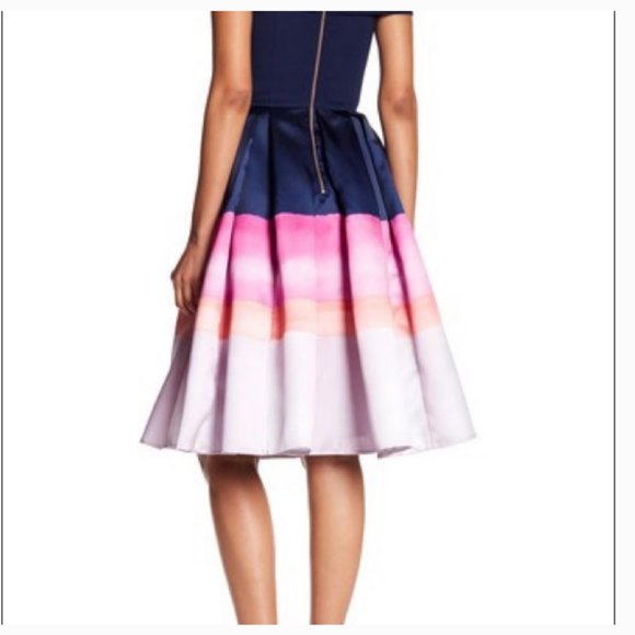 Ted Baker blue pink Hollii off-the-shoulder stripe Jacquard Dress size 1 nwot - Picture 5 of 12